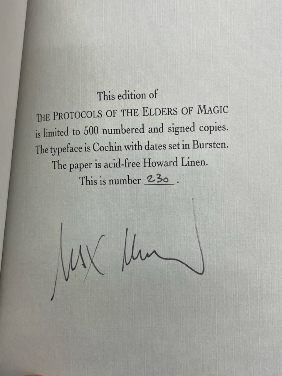 The Protocols of the Elders of Magic - Max Maven - SIGNED & NUMBERED