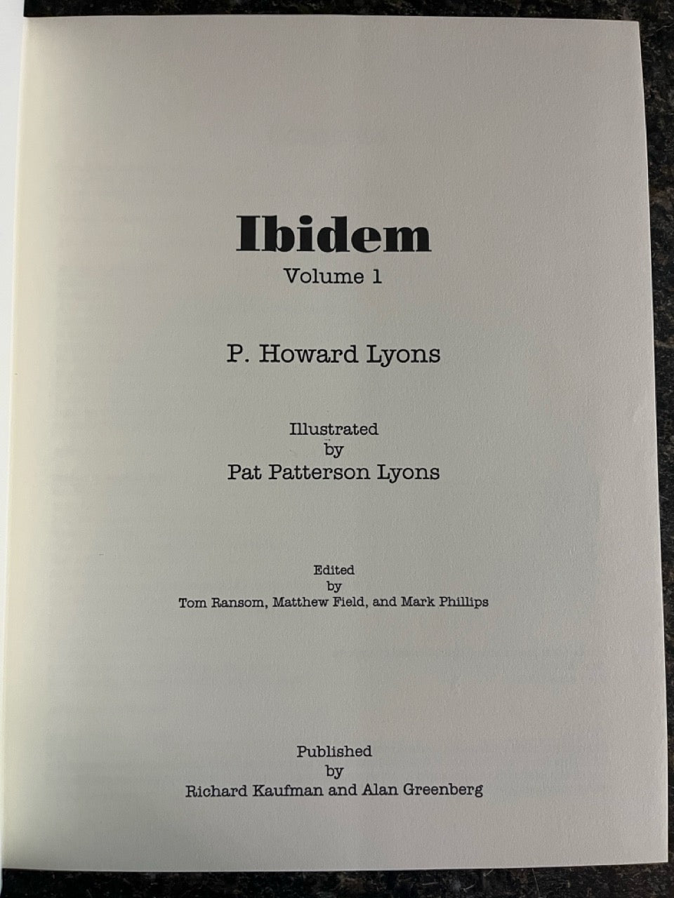 IBIDEM Vol. 1 - P. Howard Lyons