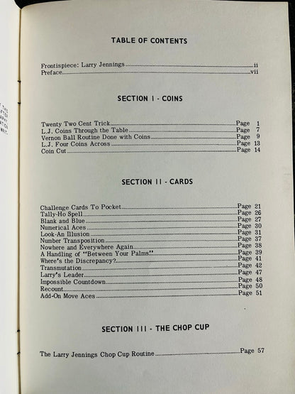 Larry Jennings on Card & Coin Handling - Larry Jennings (paperback)
