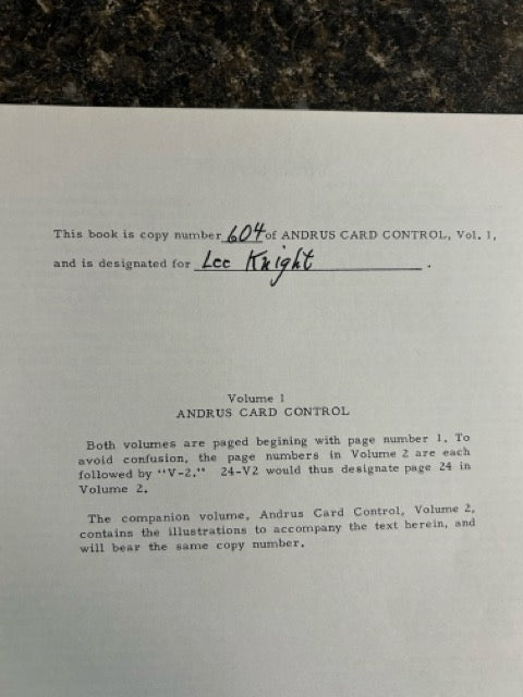 Andrus Card Control, Vols. 1 & 2 - Jerry Andrus - SIGNED & NUMBRED