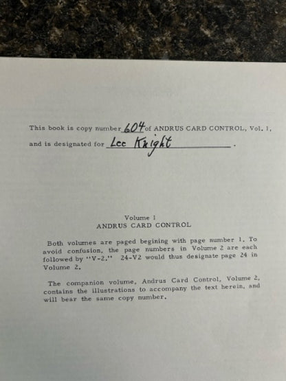 Andrus Card Control, Vols. 1 & 2 - Jerry Andrus - SIGNED & NUMBRED