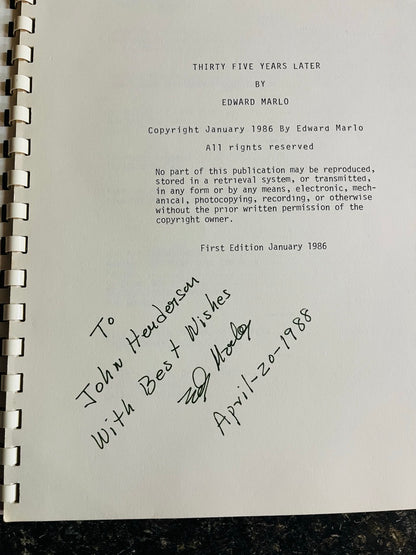 Thirty Five Years Later - Edward Marlo - SIGNED