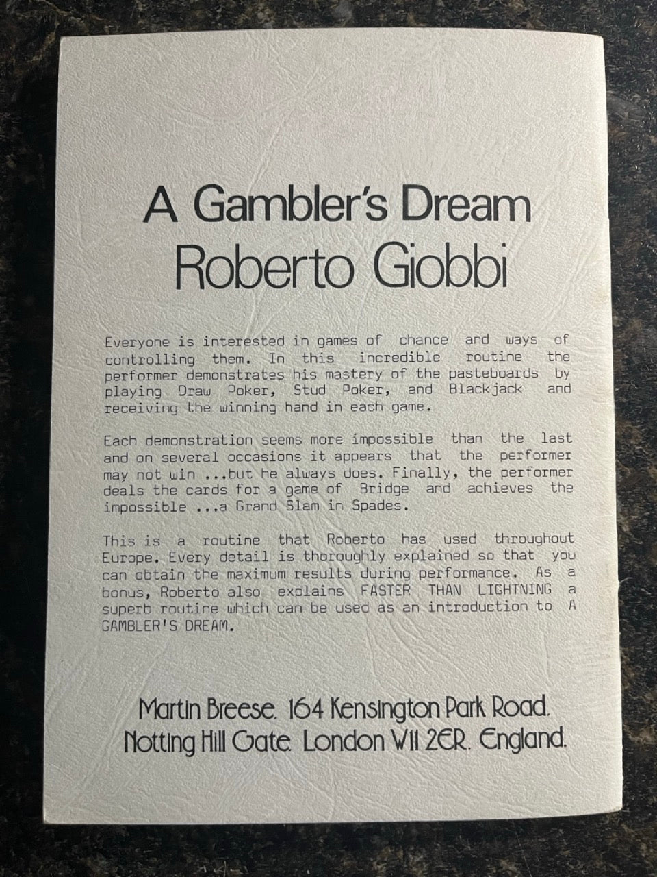 A Gambler's Dream - Roberto Giobbi