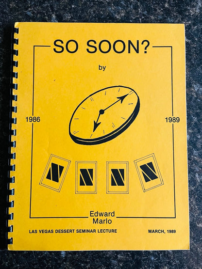 So Soon? - Edward Marlo - SIGNED