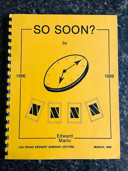 So Soon? - Edward Marlo - SIGNED