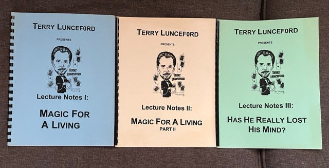Terry Lunceford "Magic For A Living" Lecture Notes (3 Items)