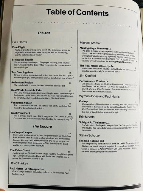 Magical Arts Journal Presents Paul Harris: The Act - Michael Ammar