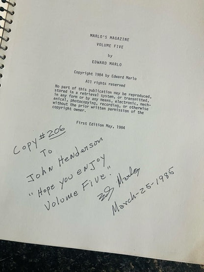 Marlo's Magazine Vol.5 - Edward Marlo - SIGNED