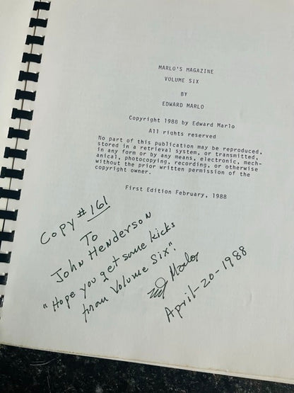 Marlo's Magazine Vol.6 - Edward Marlo - SIGNED