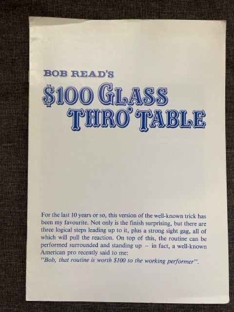 Bob Read's $100 Glass Thro' Table Manuscript