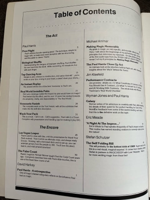 Magical Arts Journal Presents Paul Harris: The Act - Michael Ammar