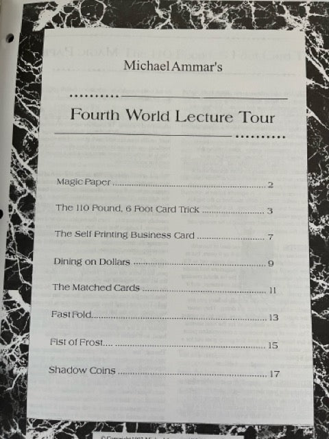 The Fourth World Lecture Tour Notes - Michael Ammar - SIGNED