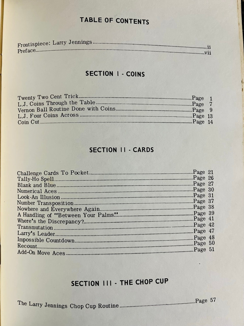 Larry Jennings on Card & Coin Handling - Larry Jennings (paperback)
