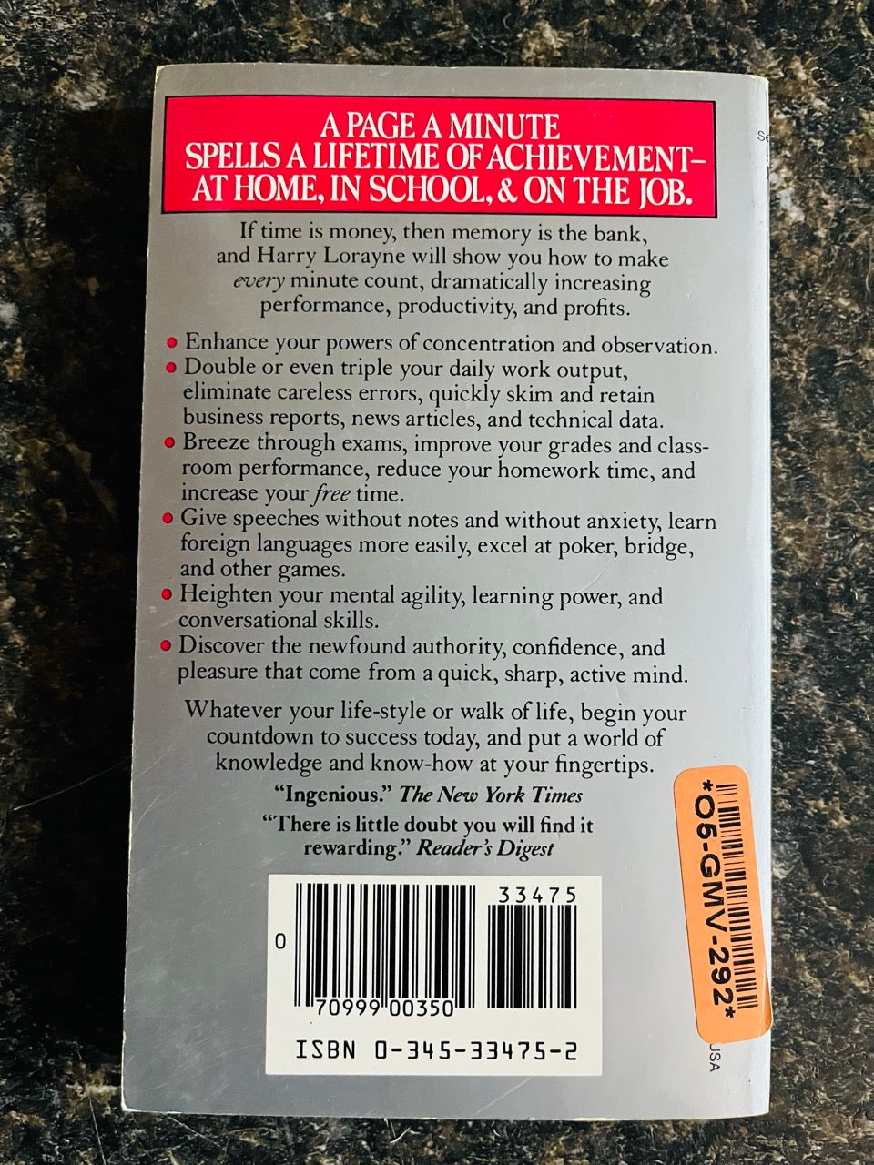 Harry Lorayne's Page-A-Minute Memory Book