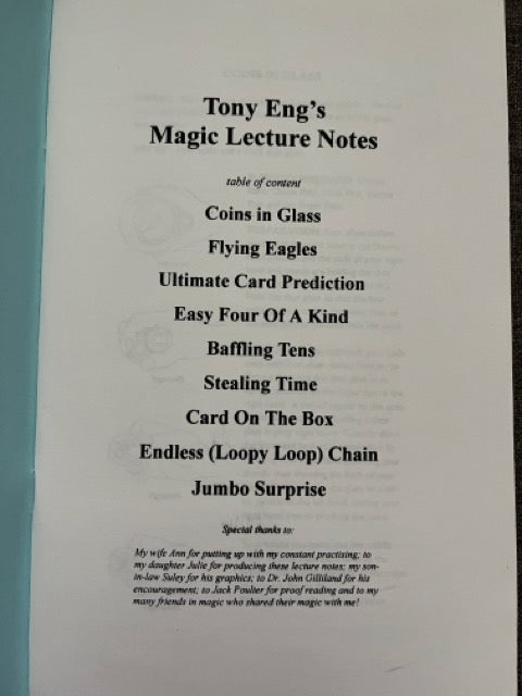 Magic Lecture with Tony Eng - SIGNED