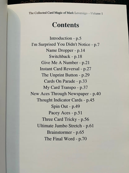 The Collected Card Magic of Mark Leveridge Vol.1 - Mark Leveridge