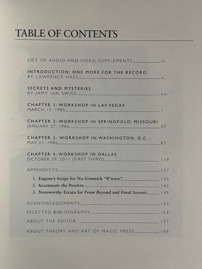 Eugene Burger: The Workshop Transcripts - Lawrence Hass - SIGNED & NUMBERED