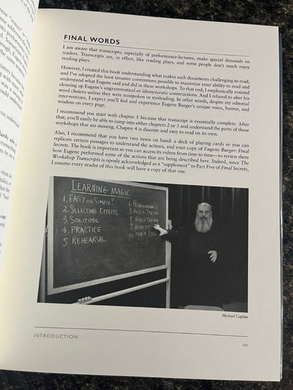 Eugene Burger: The Workshop Transcripts - Lawrence Hass - SIGNED & NUMBERED