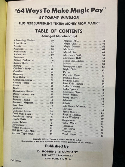64 Ways to Make Magic Pay - Tommy Windsor