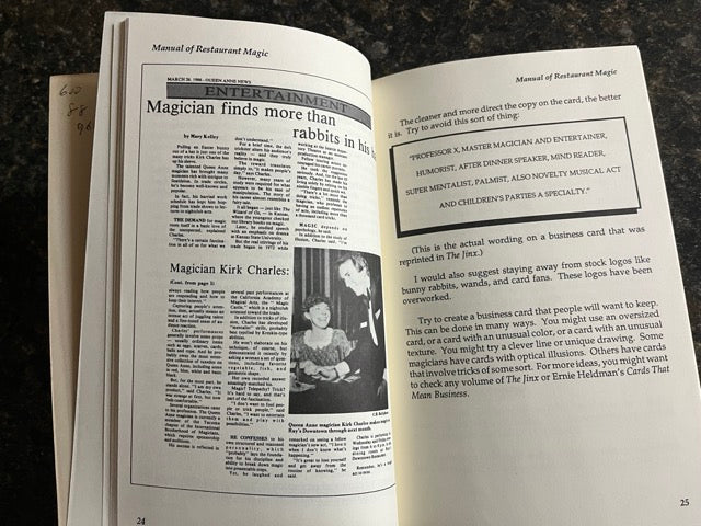 Manual of Restaurant Magic - Kirk Charles (Used copy)
