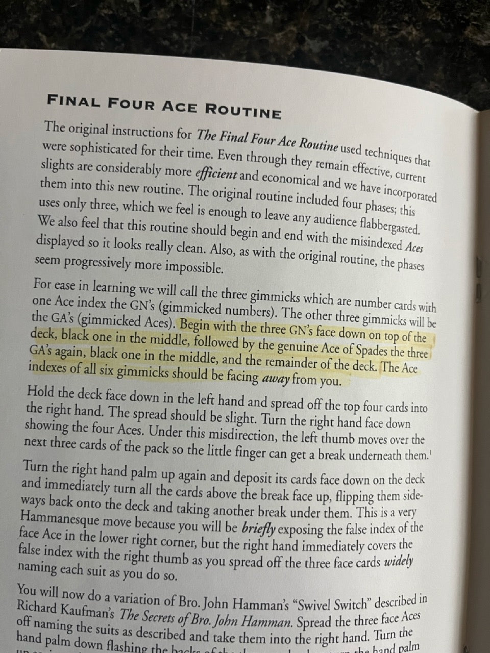 Brother John Hamman’s Final Ace Routine (Instructions only)