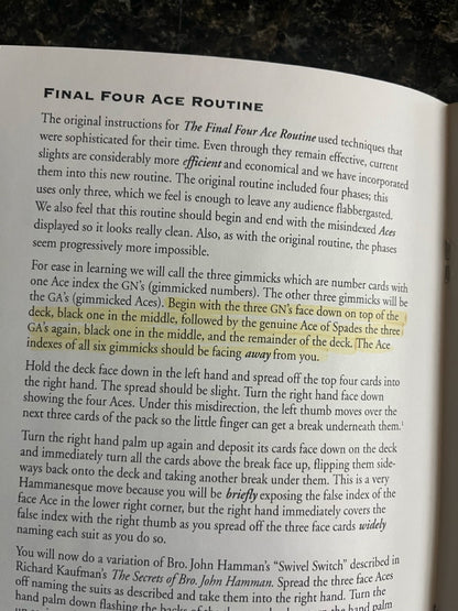 Brother John Hamman’s Final Ace Routine (Instructions only)