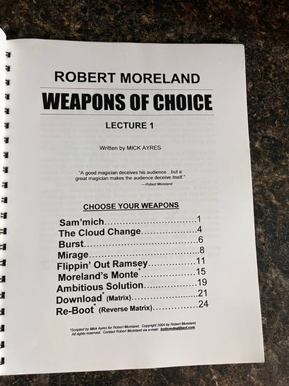 Robert Moreland: Weapons of Choice, Lecture 1 - Mick Ayres