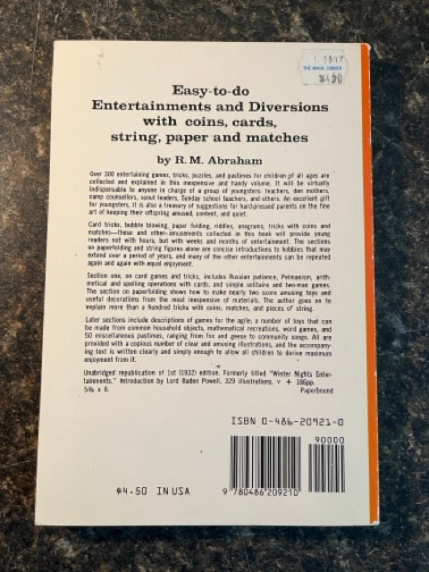 Easy-To-Do-Entertainments And Diversions With Coins, Cards, String, Paper, And Matches - R. M. Abraham
