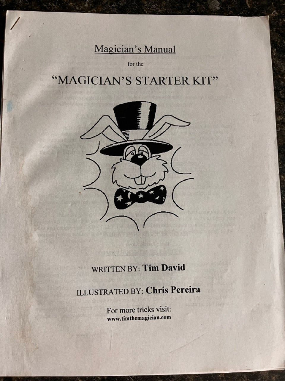 Magician's Manual for the Magician's Starter Kit - Tim David