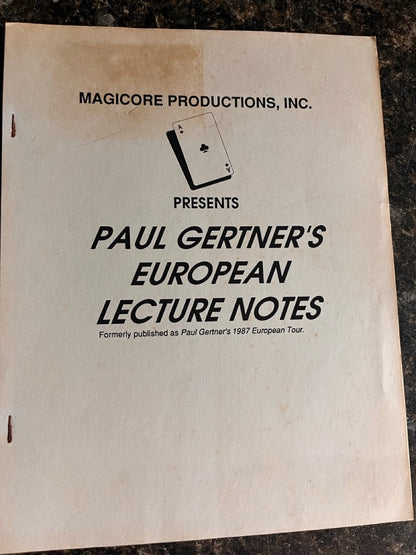Paul Gertner's European Lecture Notes