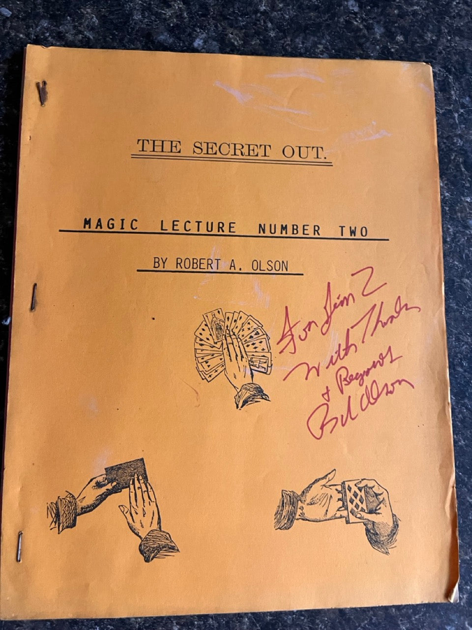 The Secret Out: Magic Lecture #2 - Robert A. Olson - SIGNED