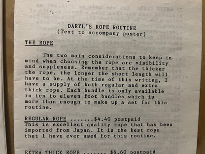 Daryl's Rope Routine - Poster and Instructions+