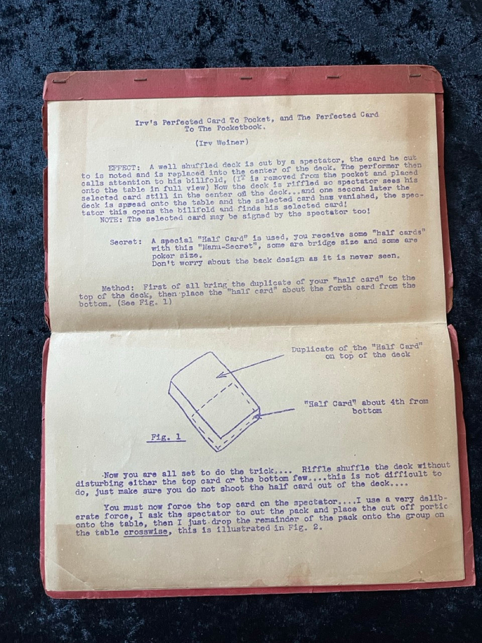 Irv's Perfected Card to Pocket, and the Perfected Card to the Pocket - Irv Weiner
