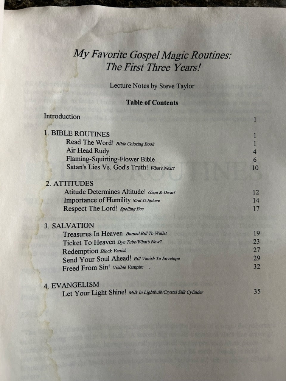 My Favorite Gospel Magic Routines: The First Three Years - Steve Taylor