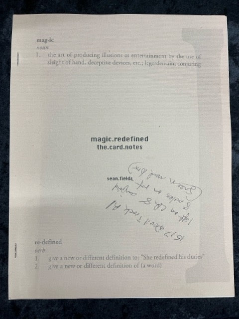 Magic.Redefined: The Card Notes - Sean Fields - SIGNED