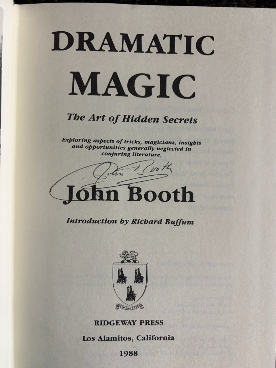 Dramatic Magic - John Booth - SIGNED