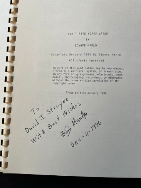 Thirty Five Years Later - Edward Marlo - SIGNED