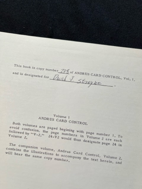 Andrus Card Control, Vols. 1 & 2 - Jerry Andrus - SIGNED & NUMBRED