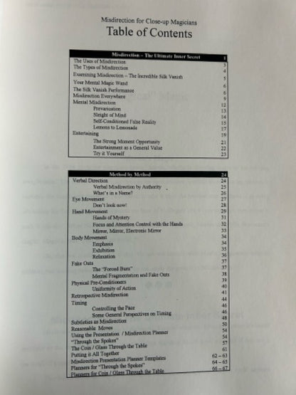 Misdirection for Close-Up Magicians - Tom Crone