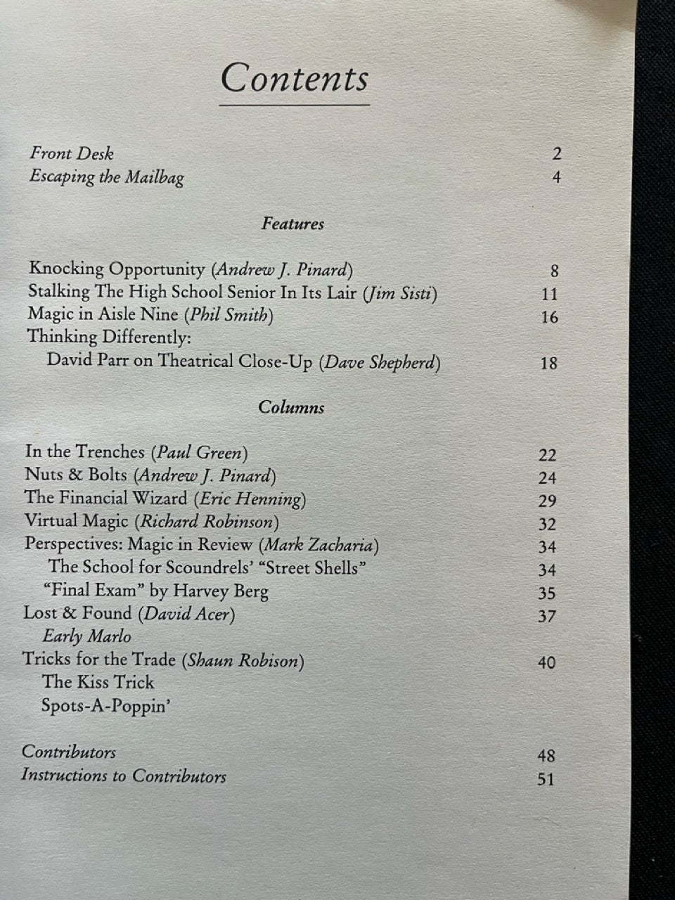 The Magic Menu (Issue 63)- Jim Sisti