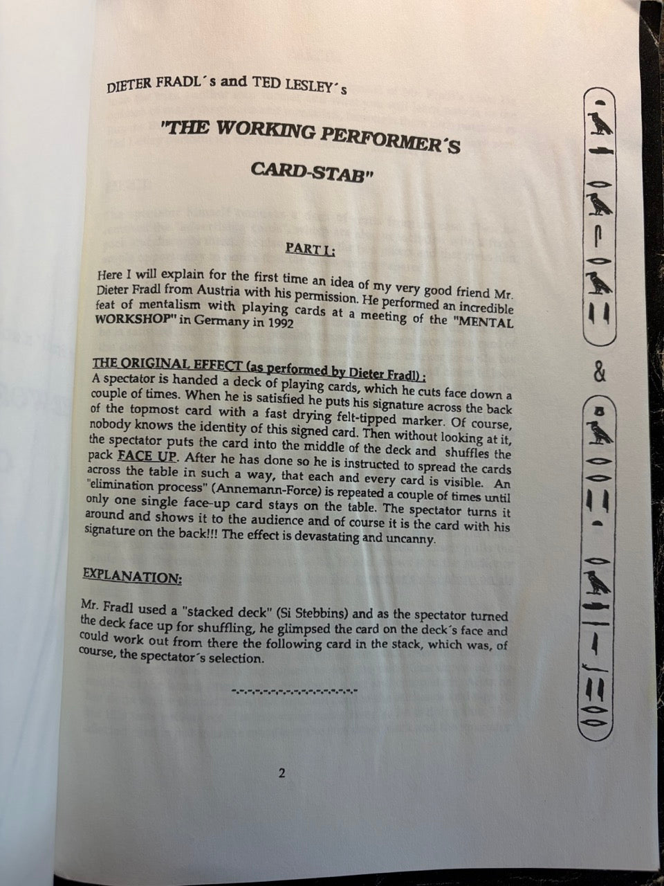 Ted Lesley's Wonder Workshop (The Working Performer's Card Stab)