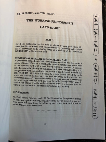 Ted Lesley's Wonder Workshop (The Working Performer's Card Stab)