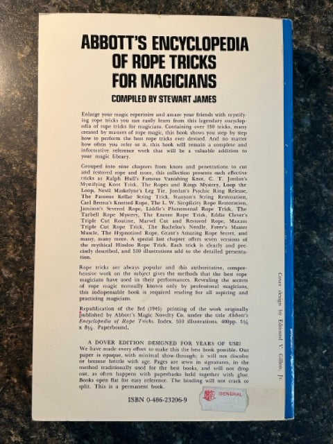 Abbott's Encyclopedia of Rope Tricks for Magicians - Stewart James (Used)