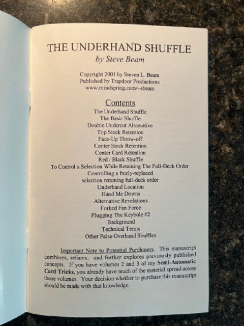 The Underhand Shuffle - Steve Beam