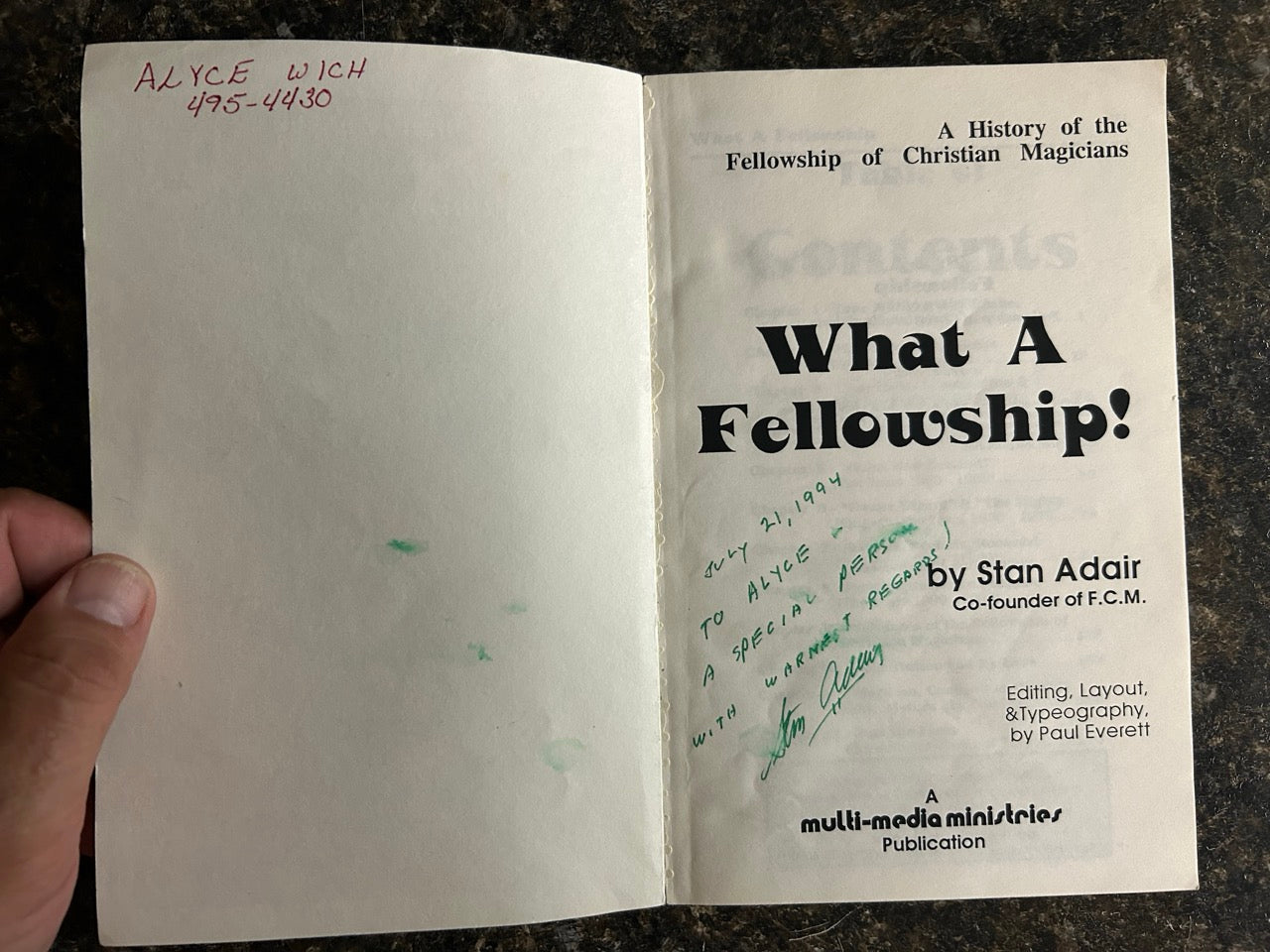 What A Fellowship - Stan Adair - SIGNED