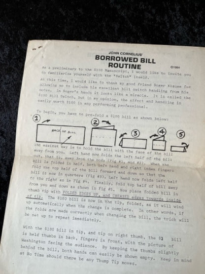 John Cornelius' Borrowed Bill Routine