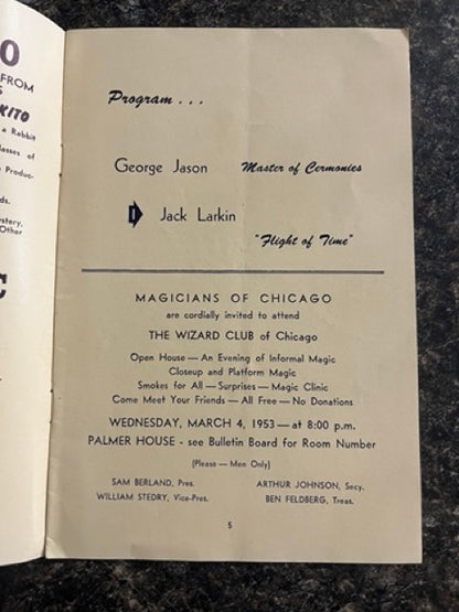 1953 Second Combined Magic Show Program (IBM and SAM)