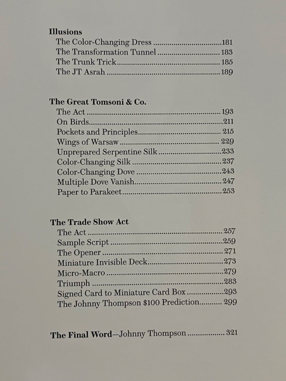 The Magic of Johnny Thompson (2 Volume Set) - FIRST EDITION, SIGNED (Preowned)