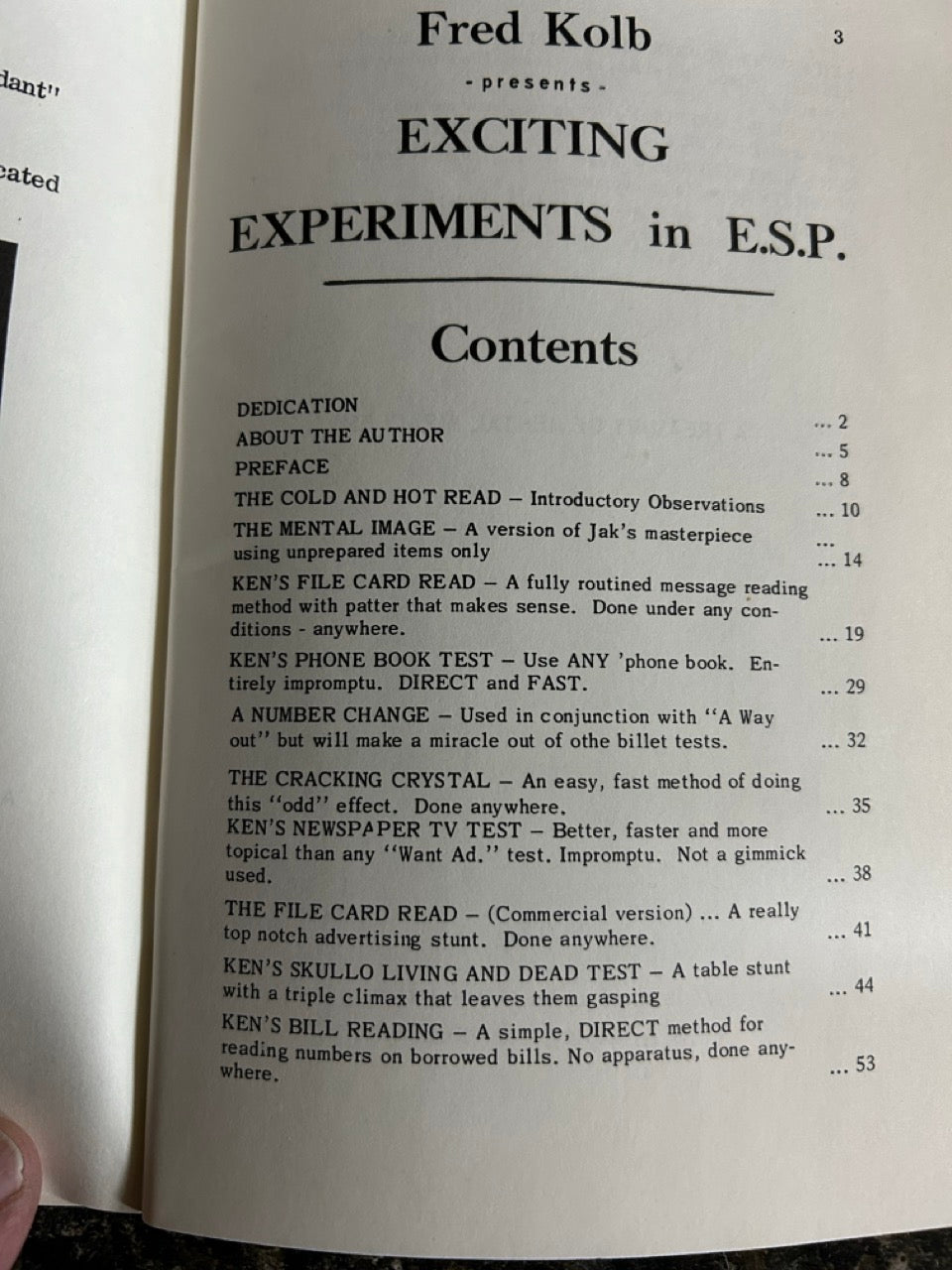 Exciting Experiments in E.S.P.- Fred Kolb