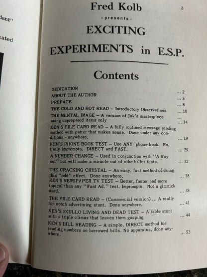 Exciting Experiments in E.S.P.- Fred Kolb